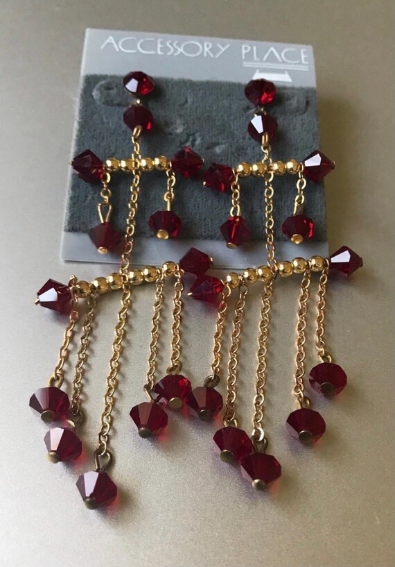 Accessory Place Ruby Red Bicone Crystal Bead Gold… - image 3