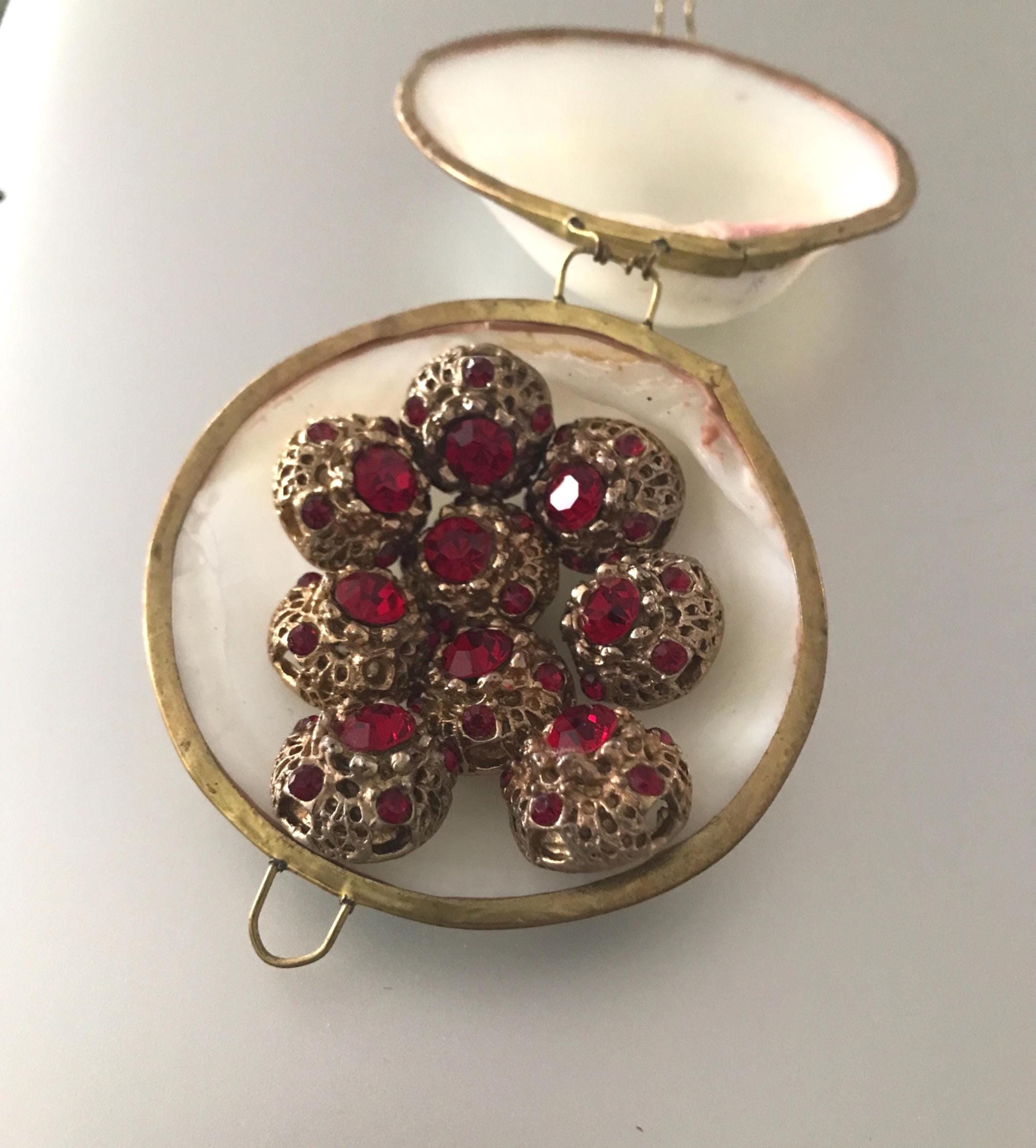 Vintage Ruby Red Rhinestone Ornate Gold Tone Buttons Lot of 9 - Etsy