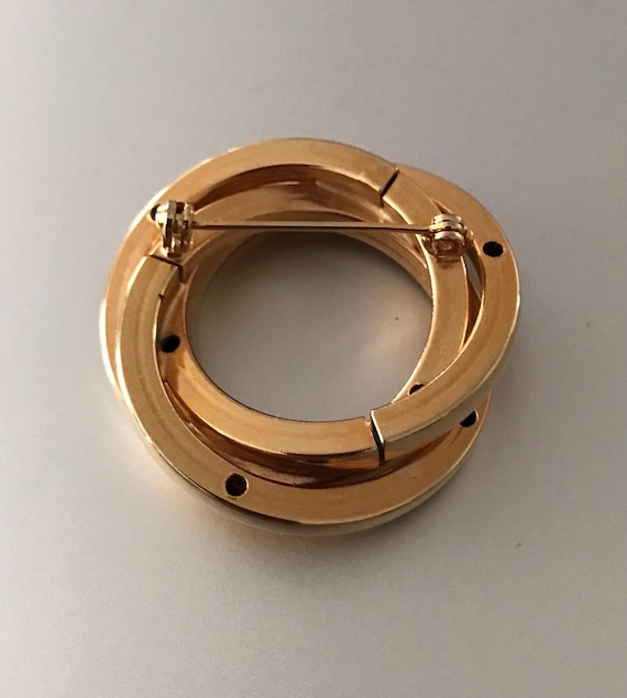 Vintage Trinity Brooch Interlocking Circle Gold P… - image 6