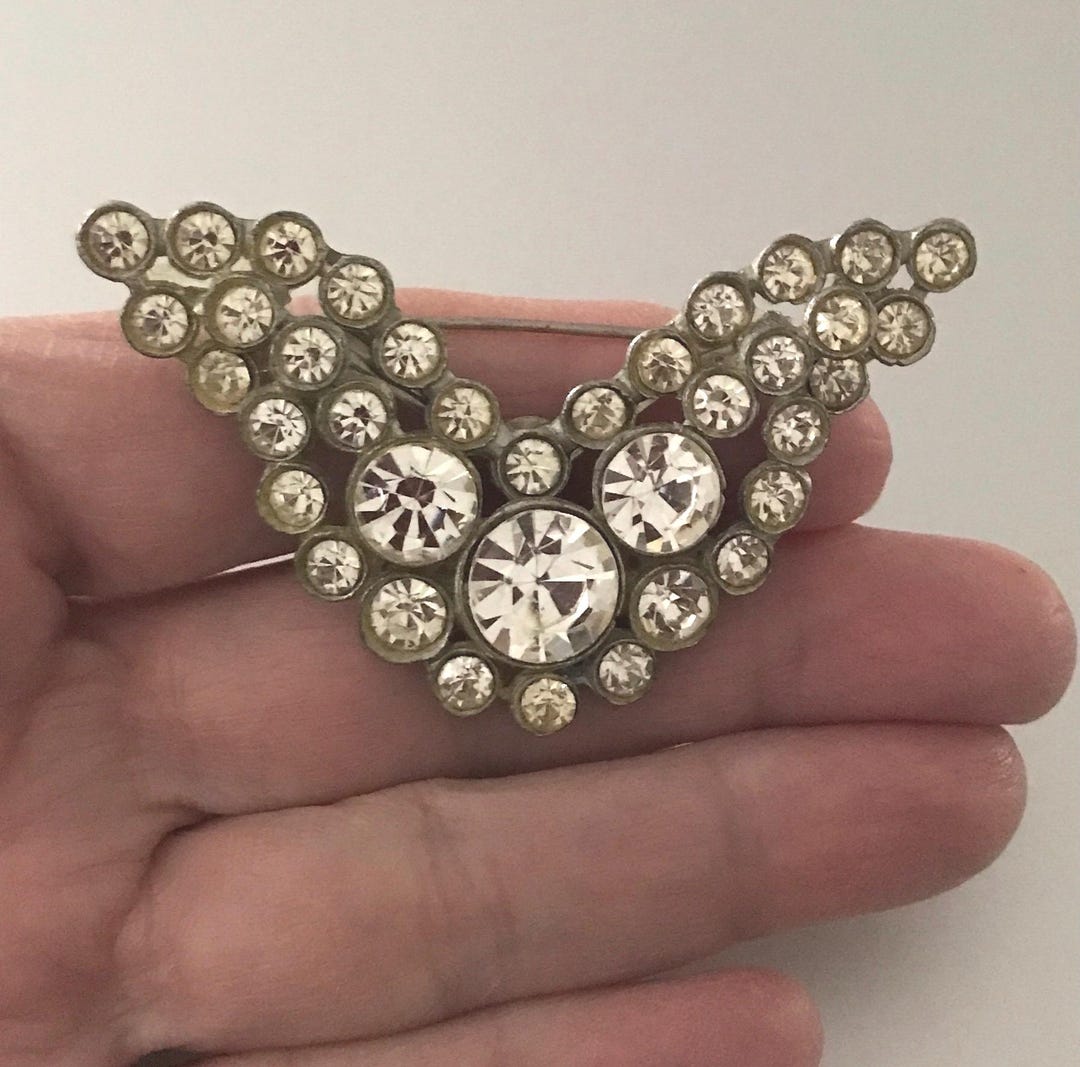 1940’s Rhinestone Chevron Pin Brooch - Etsy