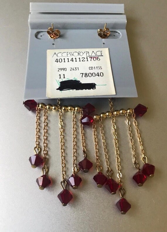Accessory Place Ruby Red Bicone Crystal Bead Gold… - image 5
