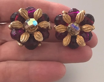 Cloisonne Gold-Tone Purple Floral Enamel Hair Barrette Vintage Flower Hair Clip. Cloisonne Barrette. Wedding  main image 2