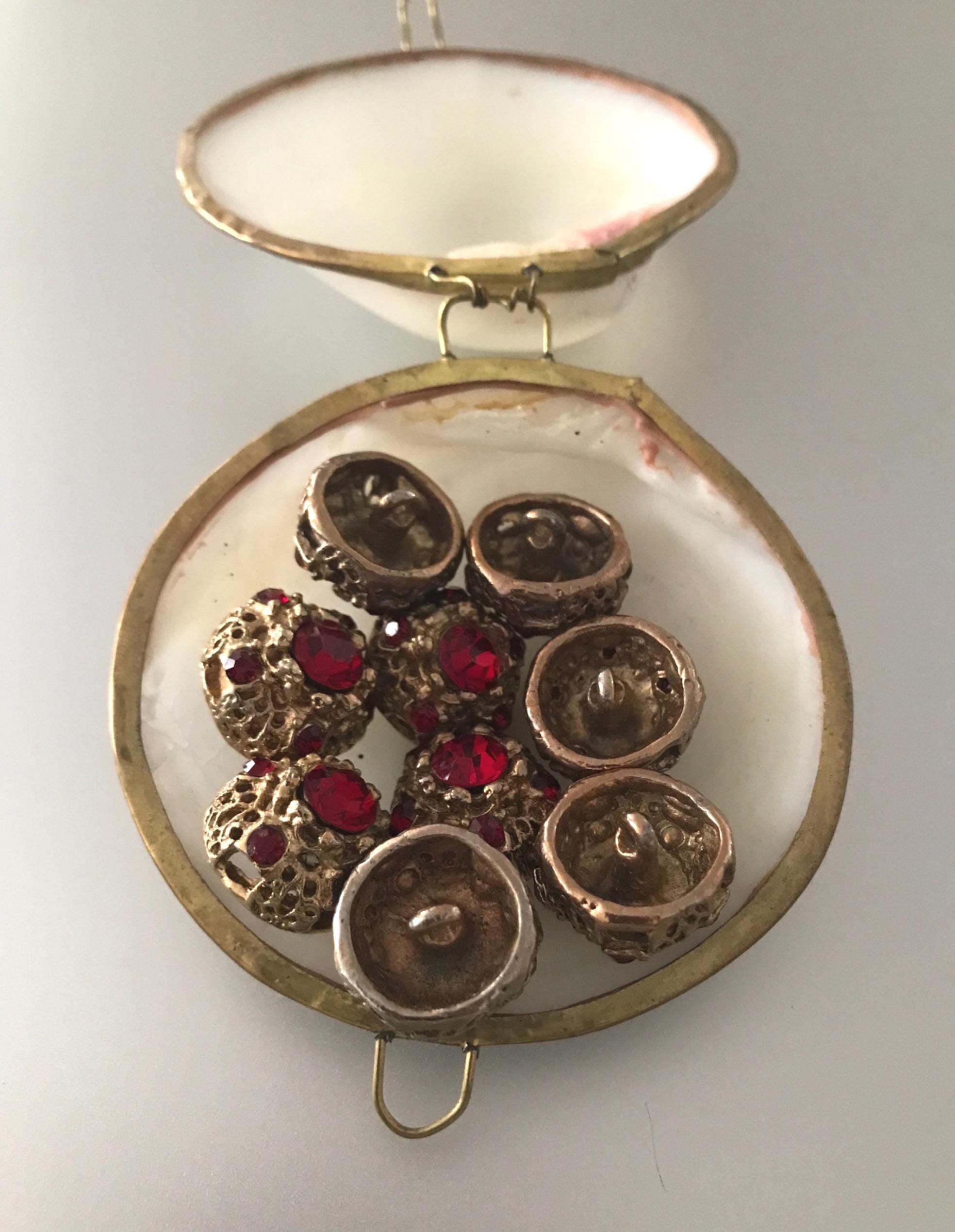 Vintage Ruby Red Rhinestone Ornate Gold Tone Buttons Lot of 9 - Etsy