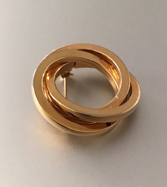 Vintage Trinity Brooch Interlocking Circle Gold P… - image 5