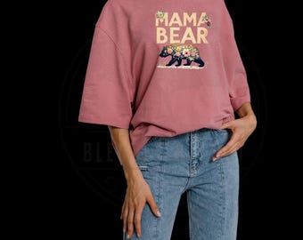 Mama Bear Shirt with Floral Design | Cute Mother's Day Gift | Mama Bear T-Shirt | Mom Life Tee | Boho Floral Mama Shirt