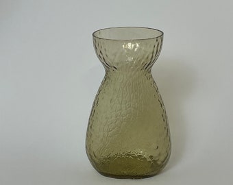 Oval pale green-grey-yellow crackle pattern Kastrup hyacinth vase