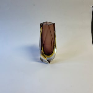 Vintage facetted Murano Sommerso vase purple, yellow, clear