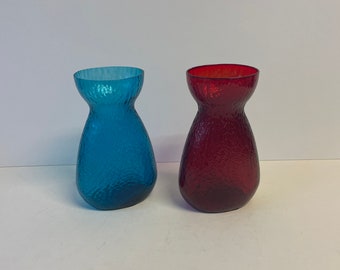 Turquoise or red hyacinth vases with crackle pattern from Fyens Glasværk