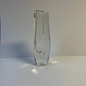 Vicke Lindstrand clear heavy art glass vase with air bubble Kosta