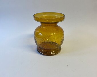 Amber round hyacinth vase crackle pattern (fleabites)