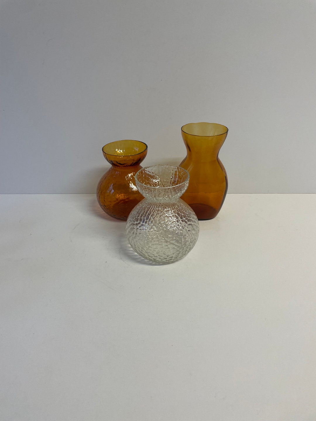 Amber / Brown and Clear Hyacinth / Bulb Forcing Glass Vases Etsy