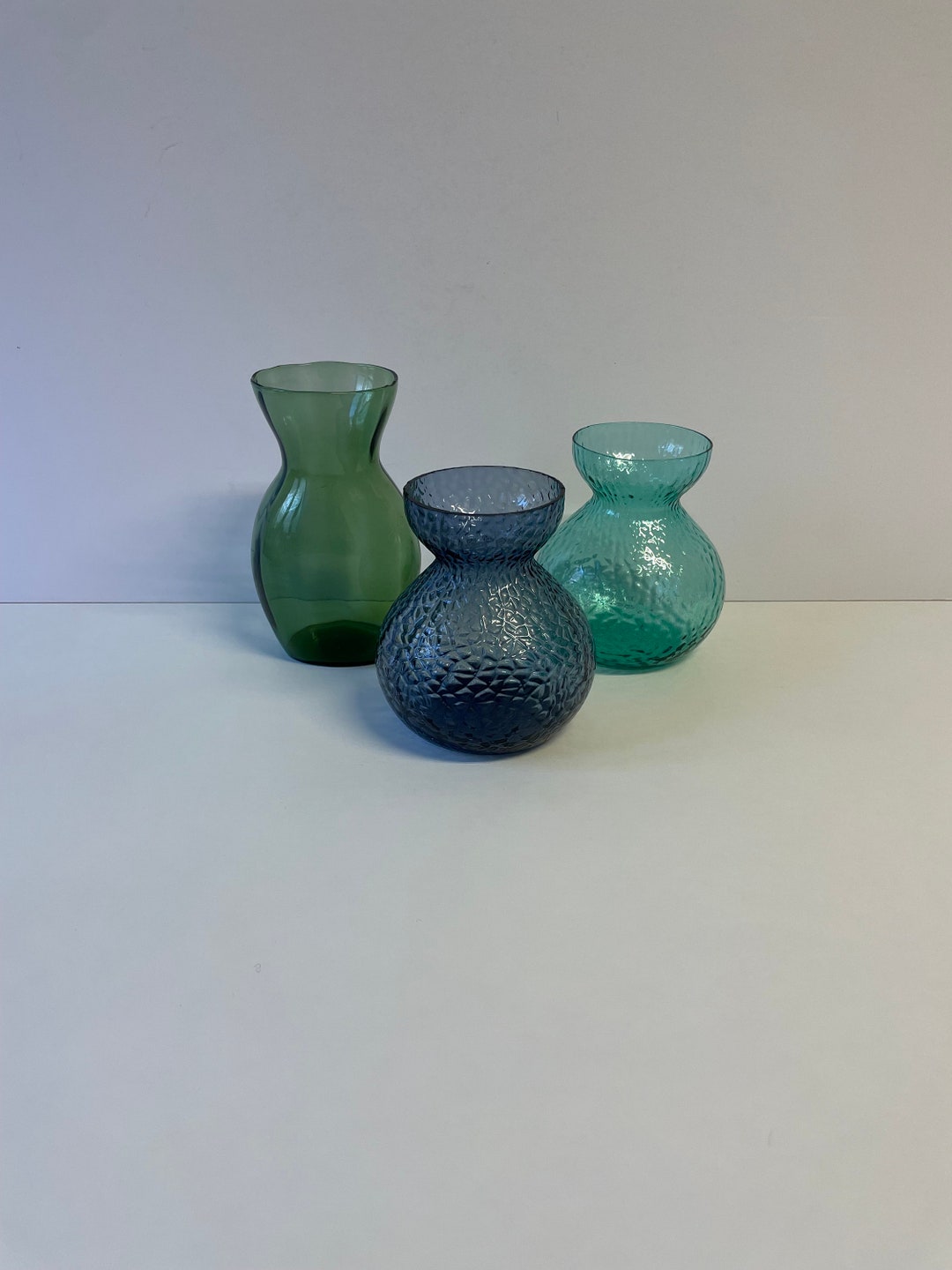 Green and Blue Hyacinth / Bulb Forcing Glass Vases Round Etsy