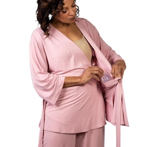 Pijama de mastectomía con bolsillos interiores de drenaje, regalos para histerectomía, paquete de cuidados posoperatorios para mujeres con cáncer de mama (alternativo a bata de hospital)