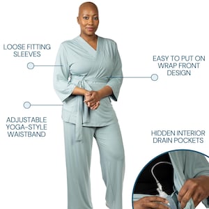 Pijama postoperatoria para mujer, pijama de mastectomía para el hospital, regalos para mujeres con cáncer de mama, kit de recuperación postoperatoria, regalos para mujeres con histerectomía