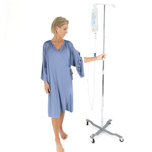Hospital Gown with Snap Sleeves & Inside Pockets, Post Surgery Gift for Women, Hysterectomy Gift for Woman, Breast Cancer Gift for Patients
