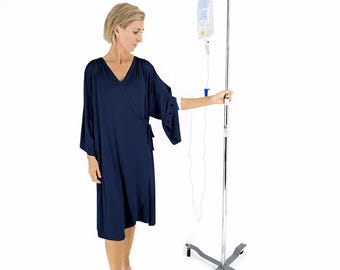 Krankenhauskleid mit Druckknopfärmeln und Innentaschen, Geschenk nach der OP für Frauen, Hysterektomie Geschenk für Frau, Brustkrebs Geschenk für Patientinnen