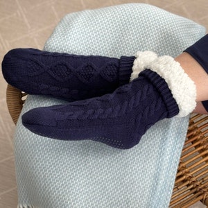 No-Slip Fleece-Lined Slipper Socks for Women | Warm & Fuzzy Socks with Grips | Cozy Gifts for Her | Comfort Gifts for Mom | Soft Socks