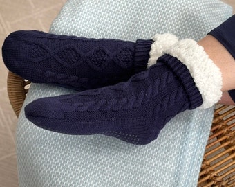Calzini da notte originali da donna con parte superiore in piume di ri – Heat Holders EU
