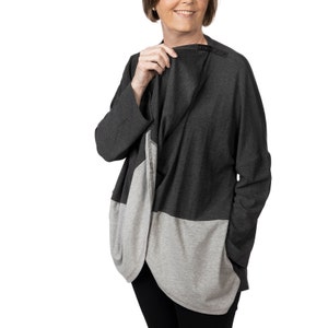 Shoulder Surgery Shirt for Women, Long Sleeve Rotator Cuff Surgery Shirts with Snaps, Mastectomy Shirt with Drain Pockets