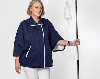Infusionsjacke mit Unterarmknöpfen und Reißverschluss vorne für den medizinischen Zugang | Chemo, IVs, Schulter-Chirurgie-Wiederherstellung, Behandlung Geschenke