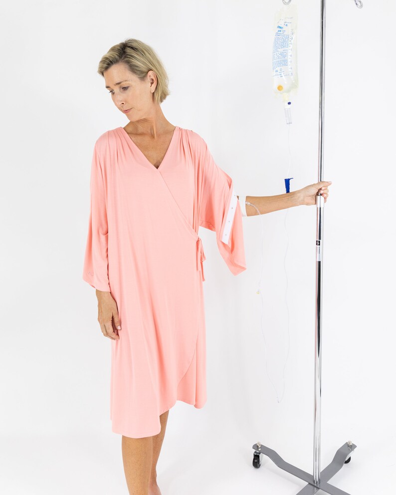 IV Robe With Chemo Port Access, Hospital Gown With Snaps, Post Surgery Gift for Patient, Breast