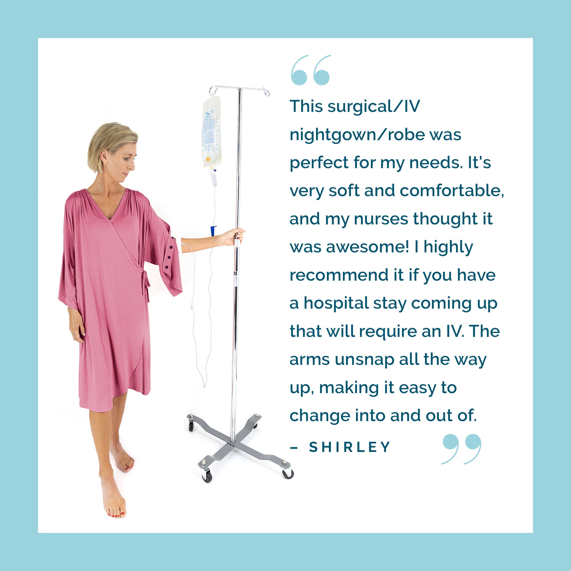 Women's Post Surgery Hospital Gown With Snaps for Easy Women's Post Surgery Hospital Gown With Snaps for Easy