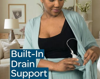 Mastektomie-Pyjama mit Ablauftaschen, Brustkrebs-Pflegepaket, Hysterektomie-Geschenke für Frauen (Alternative für Chirurgische Eingriffe)