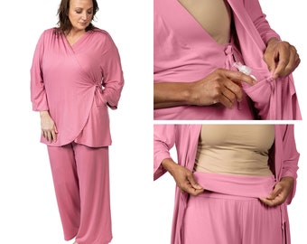 Post Surgery Pajamas (Alt. to Hospital Gown), Breast Cancer Gift for Mastectomy Surgery, Cancer Care Package for Women, Hysterectomy Gift