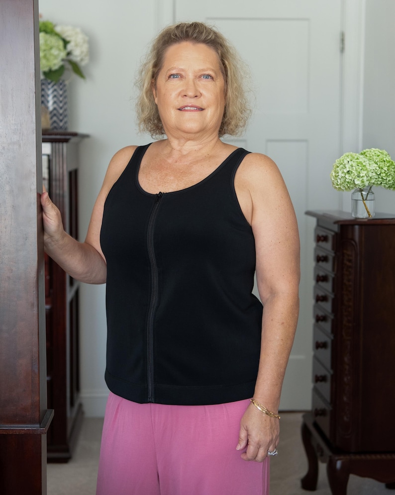 Front Close Mastectomy Tank With Drain Pockets, Camisole Tops With ...