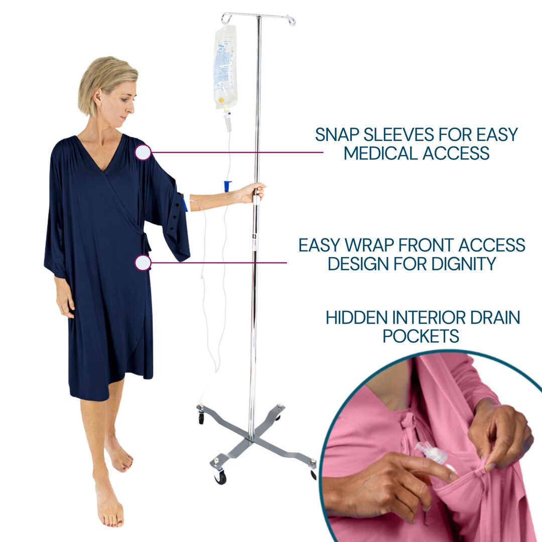 Hospital Gown With Snaps, Post Surgery Recovery Robe, Cancer Support ...