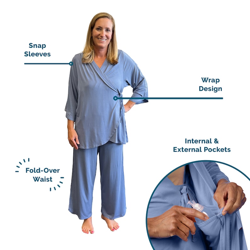 Post Surgery Pajamas for Women, Hospital Patient Gown Alternative for
