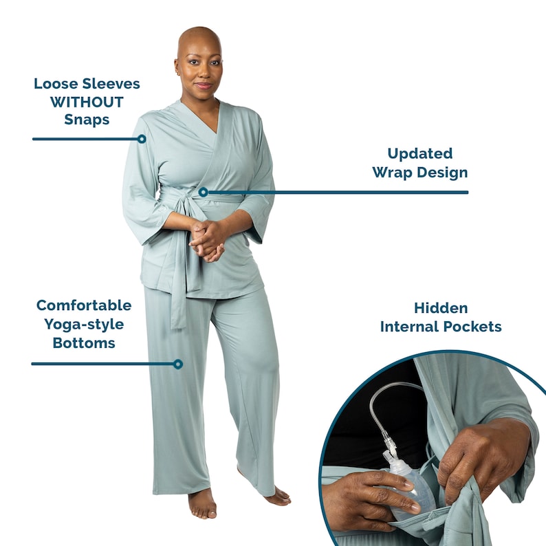 Mastectomy Pajamas Set With Drain Pockets, Breast Cancer Gifts for