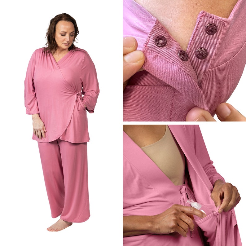 Post Surgery Pajamas alt. to Hospital Gown With Snaps, Mastectomy