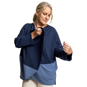 Shoulder Surgery Shirt for Women, Long Sleeve Rotator Cuff Surgery Shirts with Snaps, Mastectomy Shirt with Drain Pockets