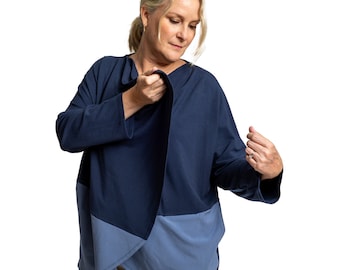 Camicia per chirurgia della spalla da donna, camicia a maniche lunghe per chirurgia della cuffia dei rotatori con bottoni automatici, camicia per mastectomia con tasche per drenaggio