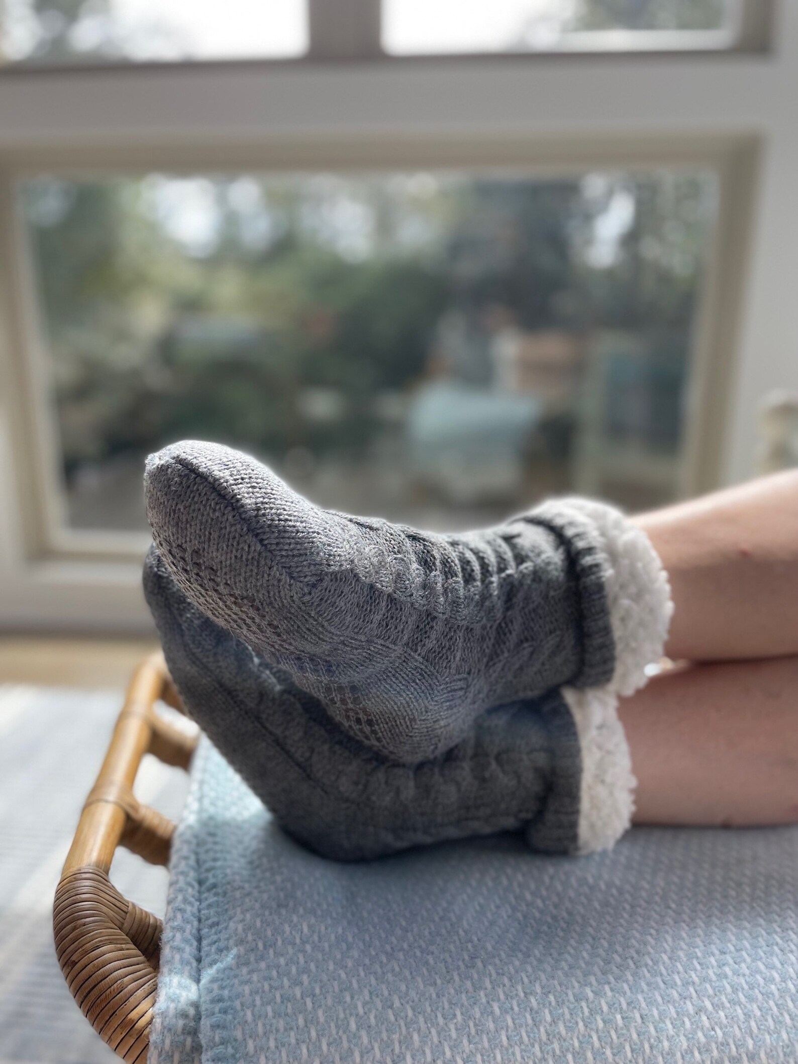 Cable Knit Fleece Lined Slipper Socks for Women, Fuzzy Bed Socks With ...