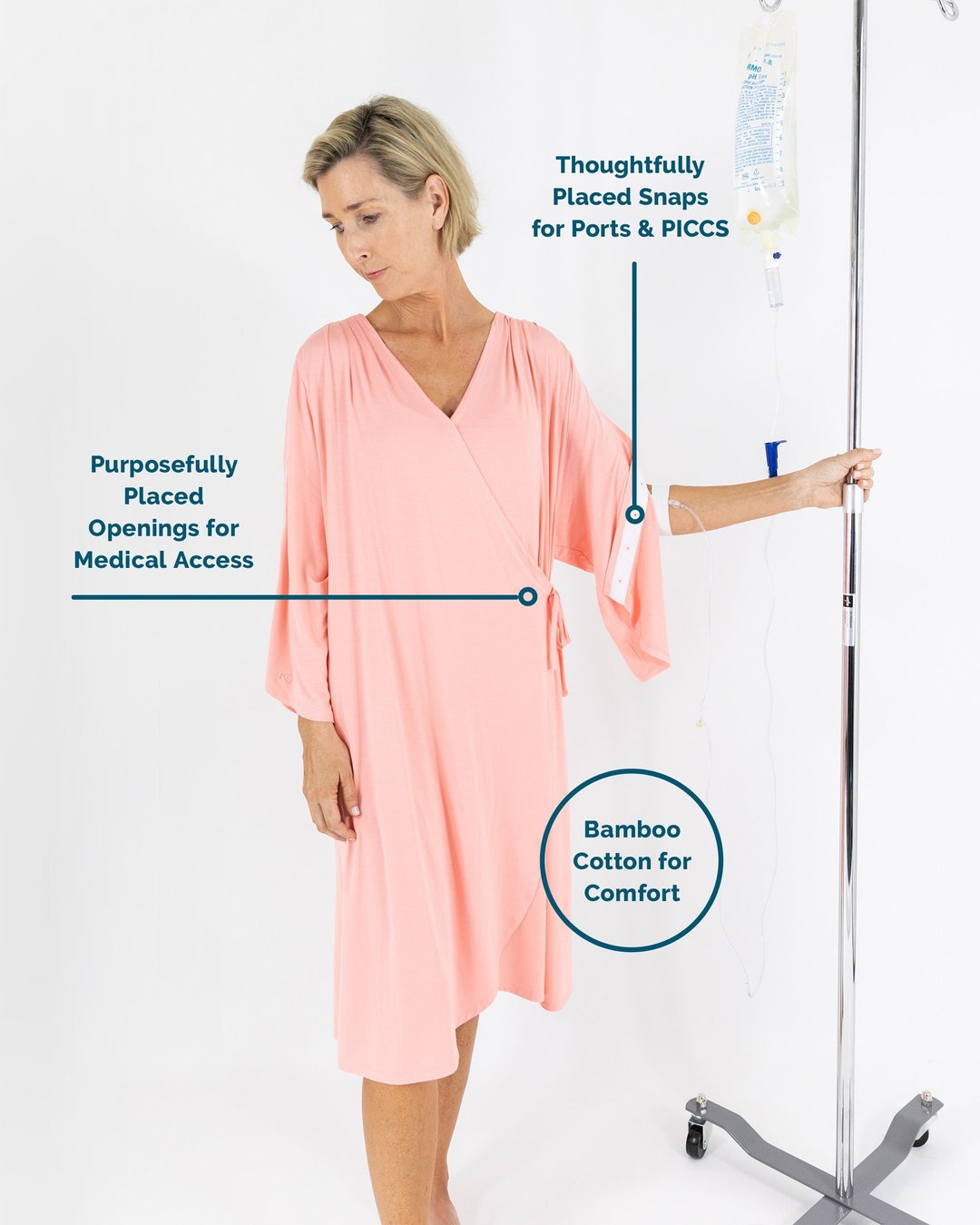 Post Surgery Hospital Robe Patient Gown With Snap Sleeve for Etsy