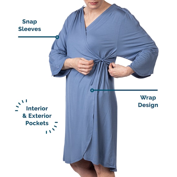 IV Robe With Chemo Port Access Hospital Gown With Snaps Post Etsy