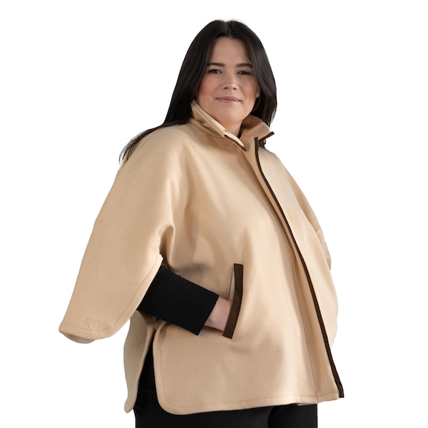 Cape Coat, Bed Jacket, Oversized Poncho, Plus Size Winter Poncho, Cape Cloak, Adaptive Clothing (Buttons on Sides for Arm Immobility)