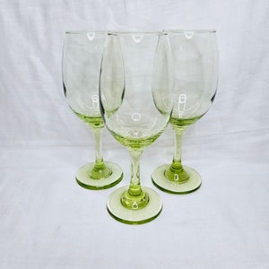 Vintage Lime Green Copa Wine Glasses from Cristar, Citrine Green Wine Glasses