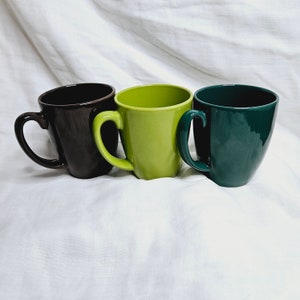 Vintage Corelle Stoneware Mugs: 12 Oz Green or Brown Coffee Cups - Etsy