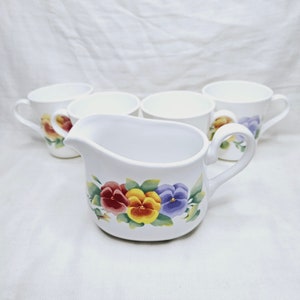 Vintage White Dinnerware with Pansy Flowers, Vintage Corelle by Corning Summer Blush Dinnerware Pieces