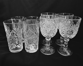 Vintage Hobstar Highball Cooler Glass or Wine Glass from Libbey 5633