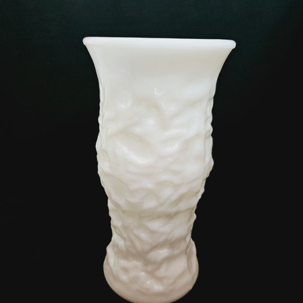 E O Brody Co Milk Glass Crinkle Vase, Vintage Crinkle Glass Vase