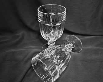 Libbey Duratuff Gilbralter Goblet set of 2, Vintage Clear Glass Goblet