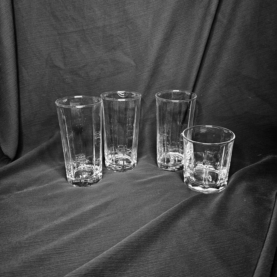 Paneled Clear Drinking Glasses, Vintage Anchor Hocking Reflections