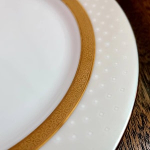 Gold on White China Luncheon Accent Plate from Noritake Metropolitan Gold 4345, Replacement Plate