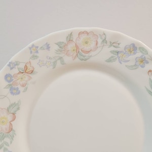 Vintage White Glass Dessert Plates with Flowers set of 6, Arcopal Opalware Champetre Dessert Plates