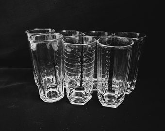 Vintage Crisa Small Juice Glass Sets, Juice Glasses with Hexagon or Decagon Bottom