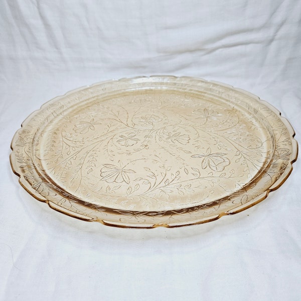 Floragold Scalloped Edge Louisa Serving Platter from Jeanette Glass Co
